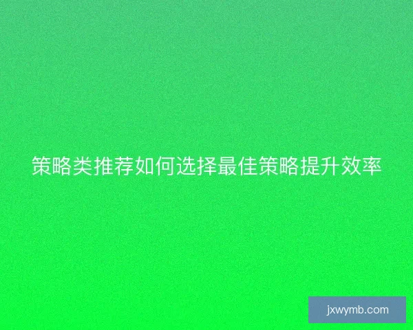 策略类推荐如何选择最佳策略提升效率